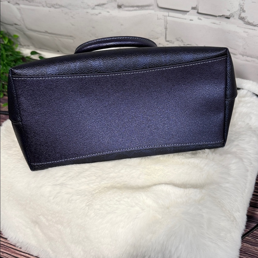 NWT COACH Navy Dark Blue logo print Sadie Satchel, Wristlet, Dust bag BUNDLE. - Picture 10 of 16